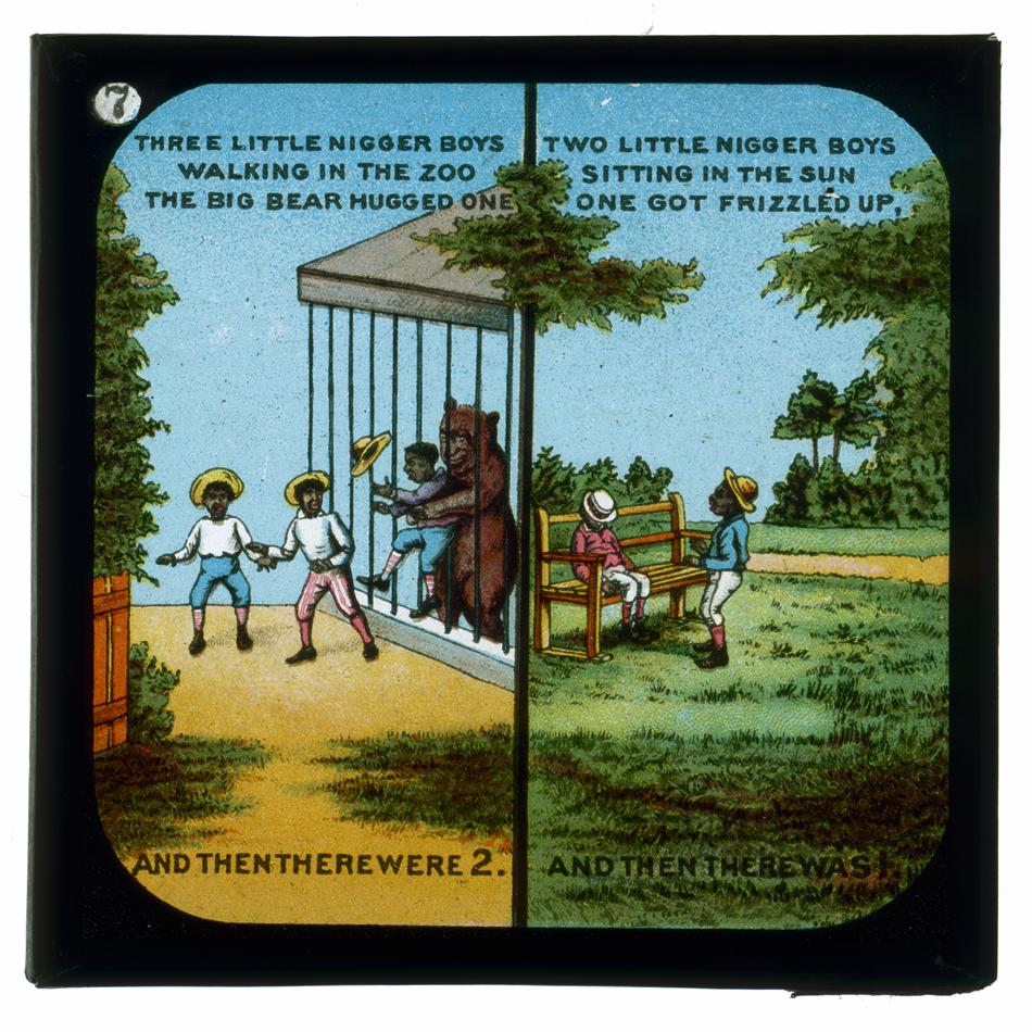 sajak Ten Little Niggers © museumvictoria.com.au. Three little nigger boys walking in the Zoo; A big bear hugged one and then there were Two. Two little nigger boys sitting in the sun; One got frizzled up and then there was One.