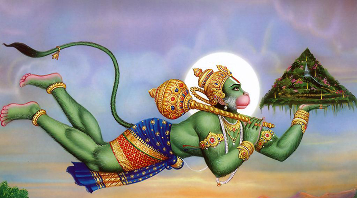 Ilustrasi Hanuman membawa Sanjeevani Booti. Photo credit: HanumanWallpapers