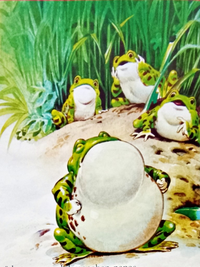 ilustrasi dongeng "Sapi dan Katak" di buku Untaian Mestika Kisah-Kisah Termasyhur Buku 1 © Tony Wolf