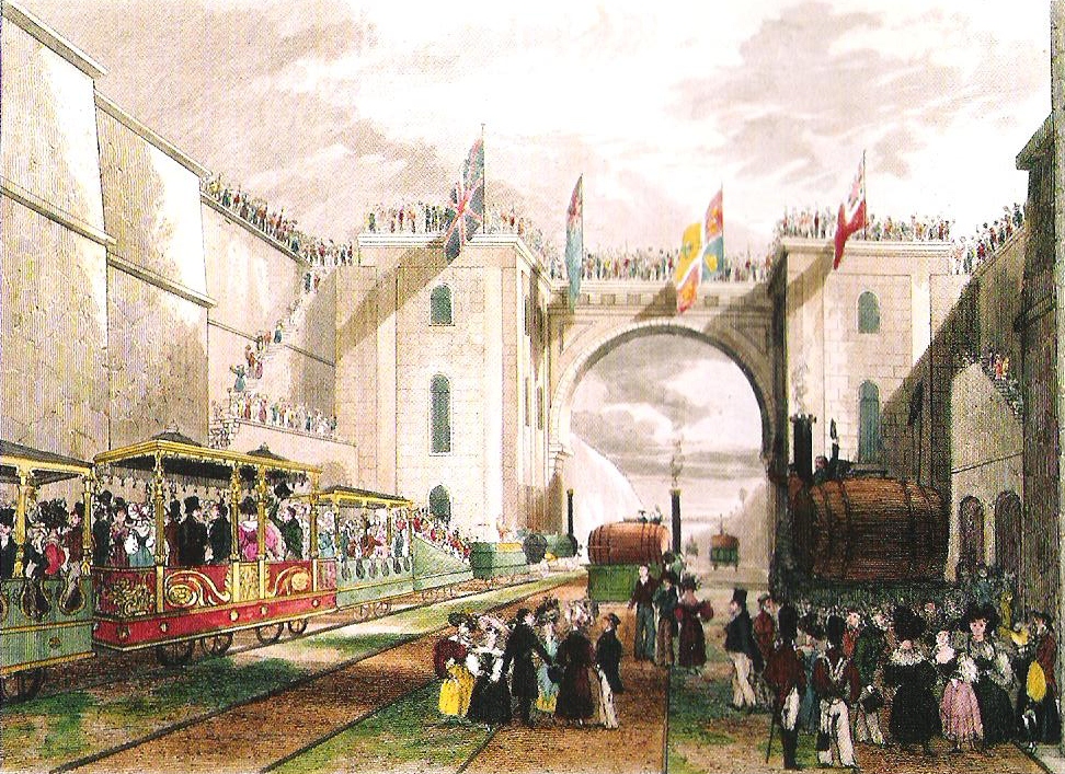 Pembukaan Liverpool and Manchester Railway pada 15 September 1830 ditandai dengan pelepasan lokomotif Duke of Wellington dari Liverpool. ©1830 Public Domain