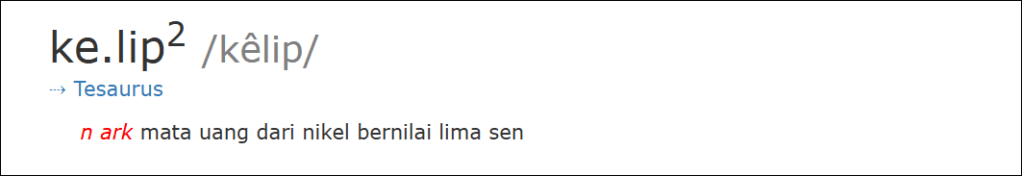 arti "kelip" © KBBI