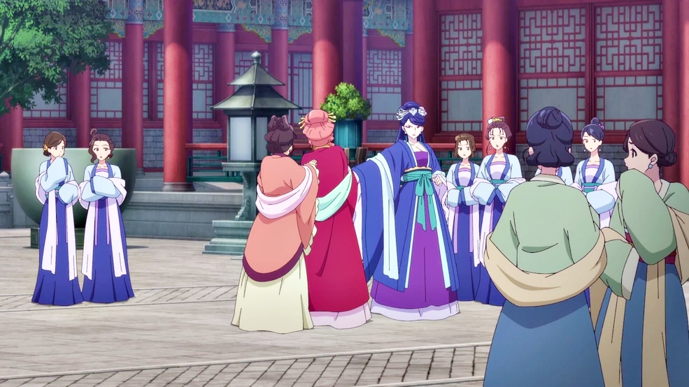 konflik antara Gyokuyou dan Lihua di anime The Apothecary Diaries © Toho | OLM | Nippon TV | Netflix | Crunchyroll