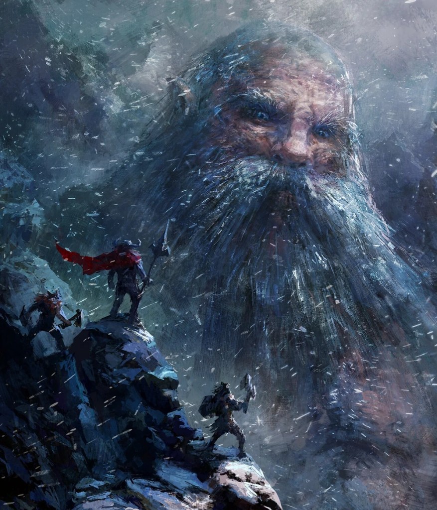 ilustrasi yang menggambarkan Ymir, makhluk hidup pertama dan leluhur para titan di mitologi Nordik. © Gods and Demons Wiki/Creative Coworking