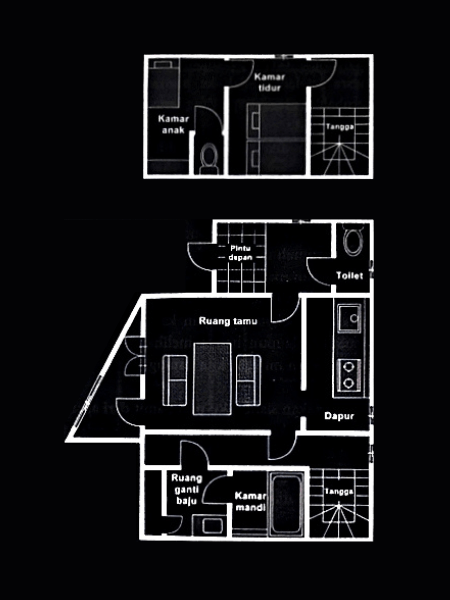 denah sebuah rumah di Saitama dalam novel Teka-teki Rumah Aneh © Gramedia Pustaka Utama
