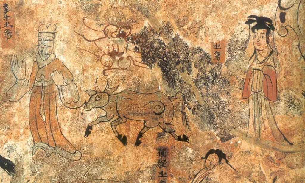 lukisan dinding dari era Goguryeo yang menggambarkan Gyeonu dan Jiknyeo dalam legenda Chilseok ©Wikimedia Commons